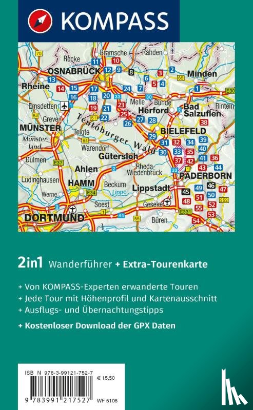 Behla, Silvia und Thilo - KOMPASS Wanderführer Naturpark Teutoburger Wald mit Wiehen- und Eggegebirge, 55 Touren mit Extra-Tourenkarte