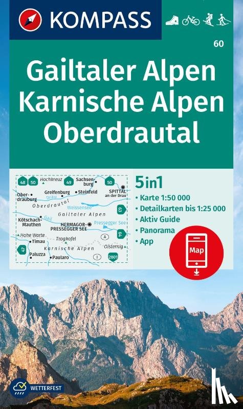  - KOMPASS Wanderkarte 60 Gailtaler Alpen, Karnische Alpen, Oberdrautal 1:50.000