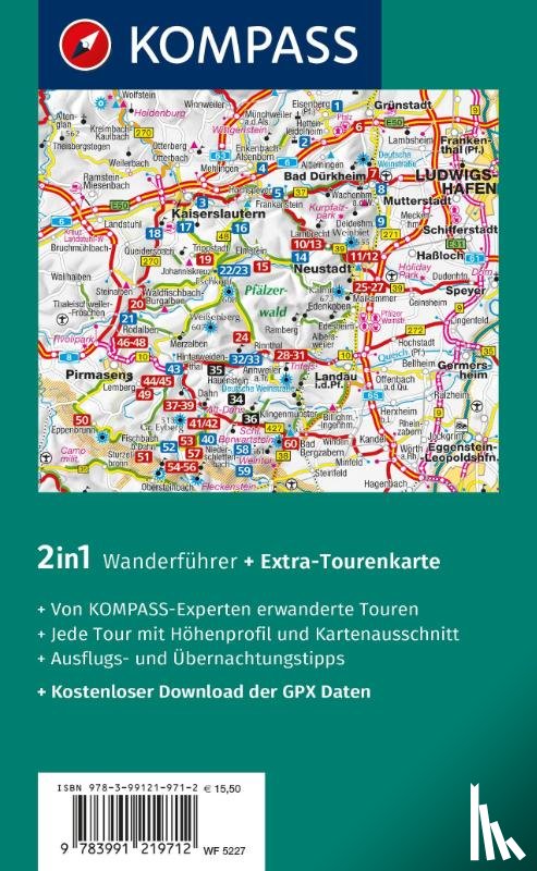 Theil, Walter - KOMPASS Wanderführer Pfälzerwald und Deutsche Weinstraße, 60 Touren mit Extra-Tourenkarte