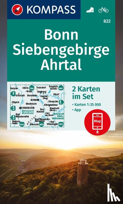  - KOMPASS Wanderkarten-Set 822 Bonn, Siebengebirge, Ahrtal (2 Karten) 1:35.000