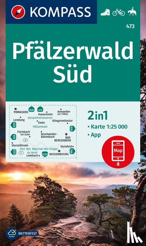  - KOMPASS Wanderkarte 473 Pfälzerwald Süd 1:25.000