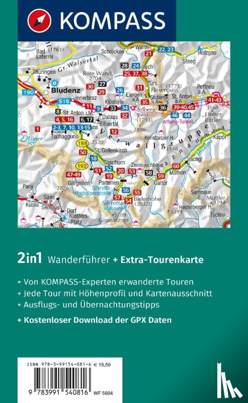 Schäfer, Brigitte - KOMPASS Wanderführer Montafon, Arlberg, Silvretta, 60 Touren mit Extra-Tourenkarte