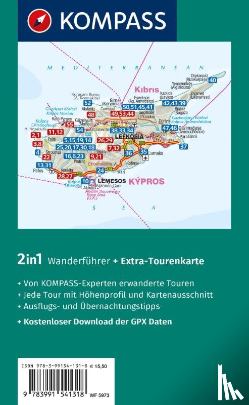 Will, Michael - KOMPASS Wanderführer Zypern, 55 Touren mit Extra-Tourenkarte