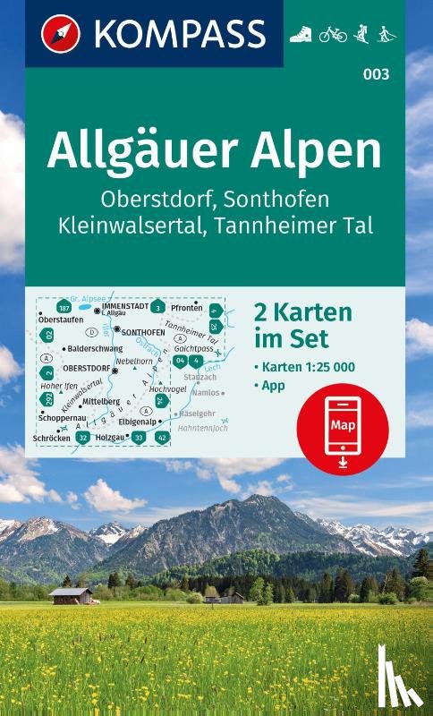  - KOMPASS Wanderkarten-Set 003 Allgäuer Alpen, Oberstdorf, Sonthofen, Kleinwalsertal, Tannheimer Tal (2 Karten) 1:25.000