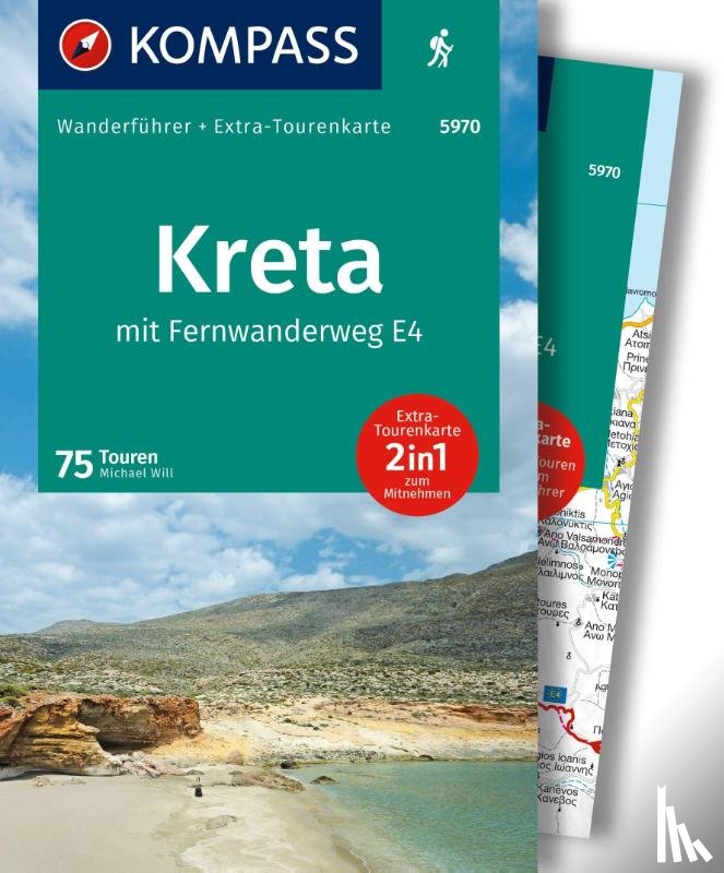 Will, Michael - KOMPASS Wanderführer Kreta mit Weitwanderweg E4, 75 Touren mit Extra-Tourenkarte