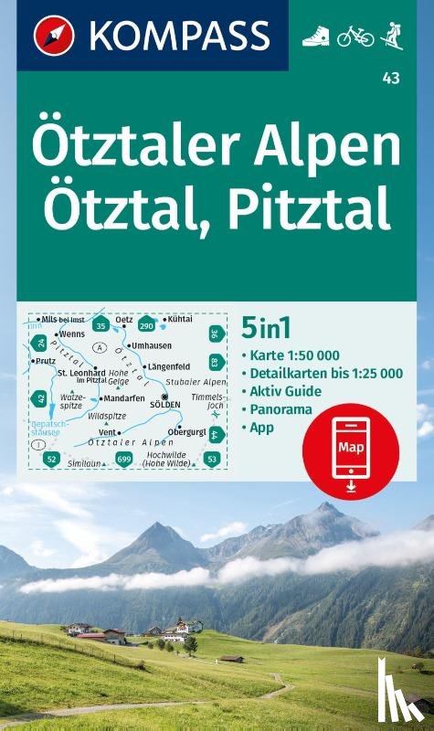 - KOMPASS Wanderkarte 43 Ötztaler Alpen, Ötztal, Pitztal 1:50.000