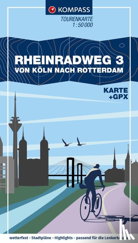  - KOMPASS Fahrrad-Tourenkarte Rheinradweg 3, von Köln nach Rotterdam 1:50.000