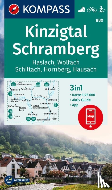  - KOMPASS Wanderkarte 880 Kinzigtal Schramberg, 1:25.000