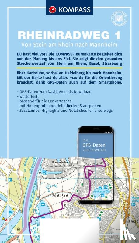  - KOMPASS Fahrrad-Tourenkarte Rheinradweg 1 1:50.000