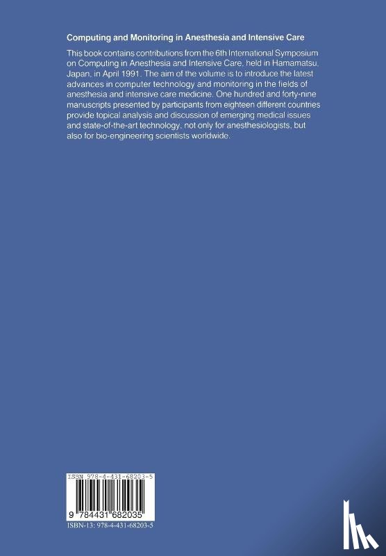  - Computing and Monitoring in Anesthesia and Intensive Care