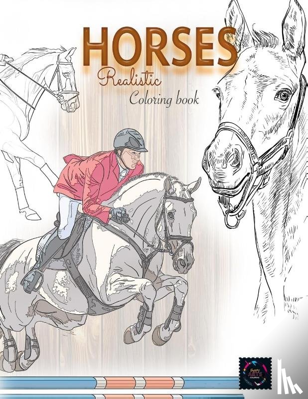 Coloring, Happy Arts - Realistic horses coloring book