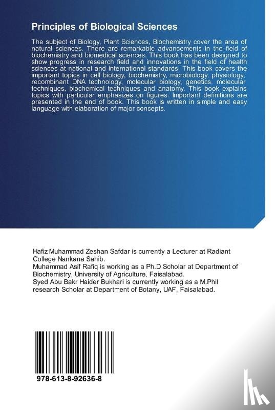 Safdar, Hafiz Muhammad Zeshan, Haider Bukhari, Syed Abu Bakr, Rafiq, Muhammad Asif - Principles of Biological Sciences