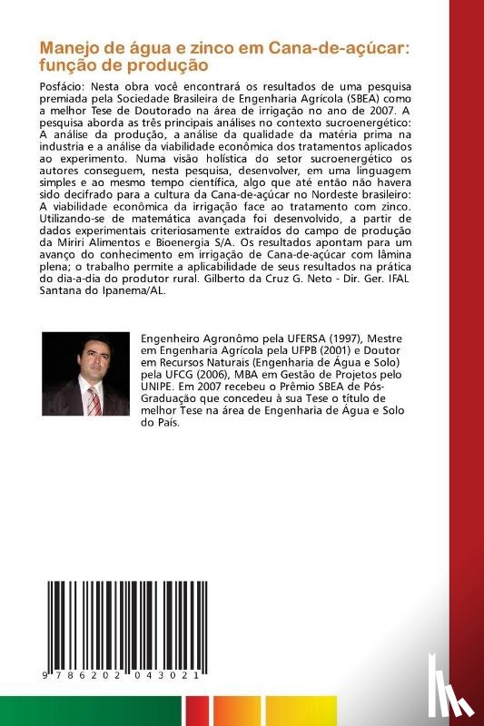 Azevedo Farias, Carlos Henrique de, Fernandes, Pedro Dantas, Neto, Jose Dantas - Manejo de agua e zinco em Cana-de-acucar