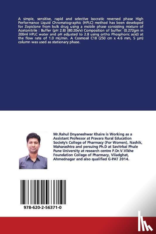 Khaire, Rahul - Method Development and Validation of Zopiclone by RP-HPLC.