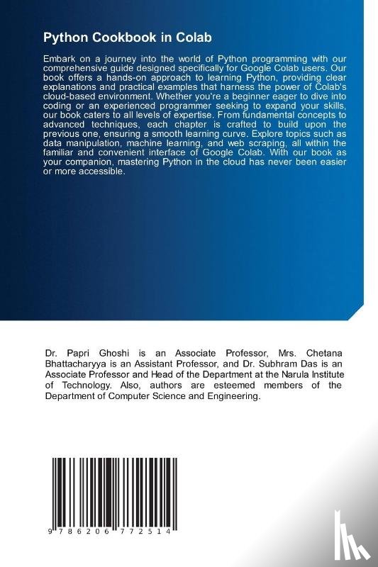 Ghosh, Papri, Bhattacharyya, Chetana, Das, Subhram - Python Cookbook in Colab