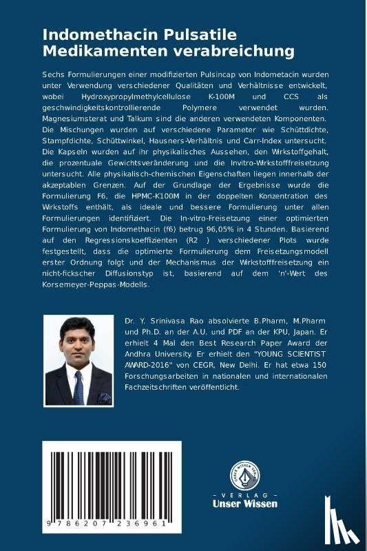 Yarguntla, Srinivasa Rao - Indomethacin Pulsatile Medikamenten verabreichung