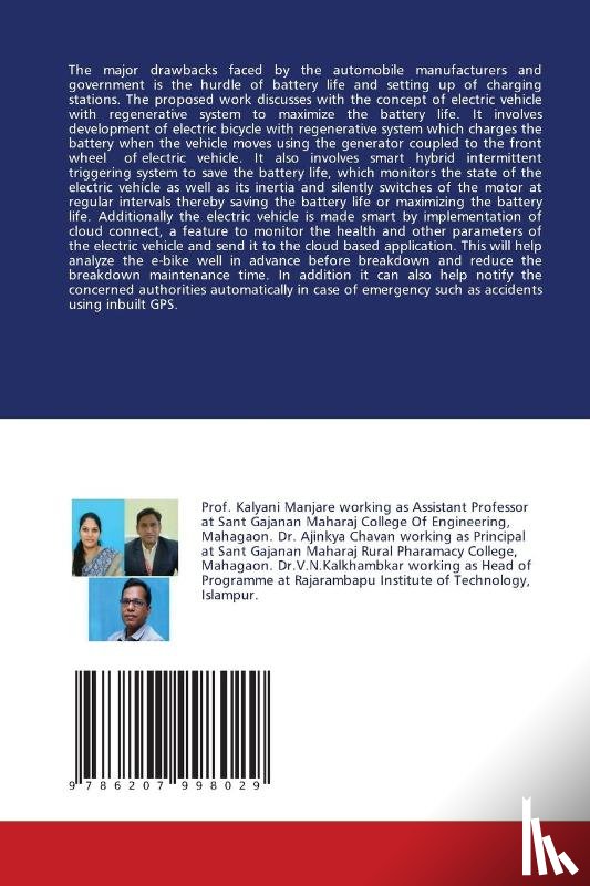 Manjare, Kalyani, Chavan, Ajinkya, Kalkhambkar, V. N. - Electric Bike With Regeneration and Cloud Connect Feature