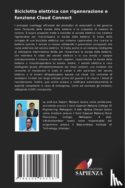 Manjare, Kalyani, Chavan, Ajinkya, Kalkhambkar, V. N. - Bicicletta elettrica con rigenerazione e funzione Cloud Connect