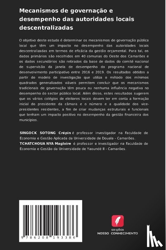 Singock Sotong, Crépin, Tchatchoua Nya, Magloire - Mecanismos de governação e desempenho das autoridades locais descentralizadas