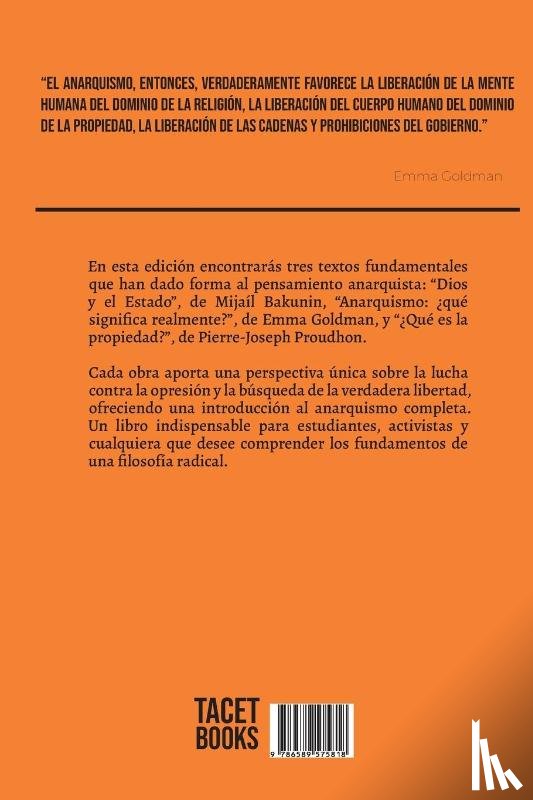 Bakunin, Mijaíl, Goldman, Emma, Proudhon, Pierre-Joseph - 3 Libros para conocer - El Anarquismo