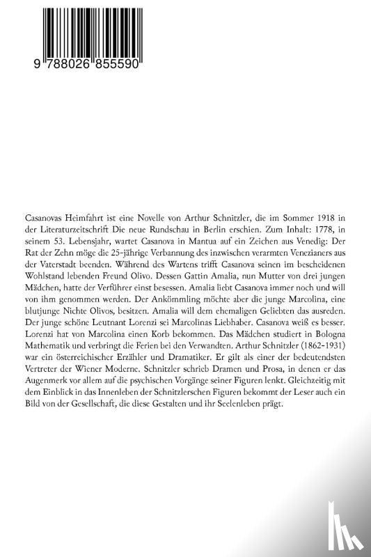 Schnitzler, Arthur - Casanovas Heimfahrt