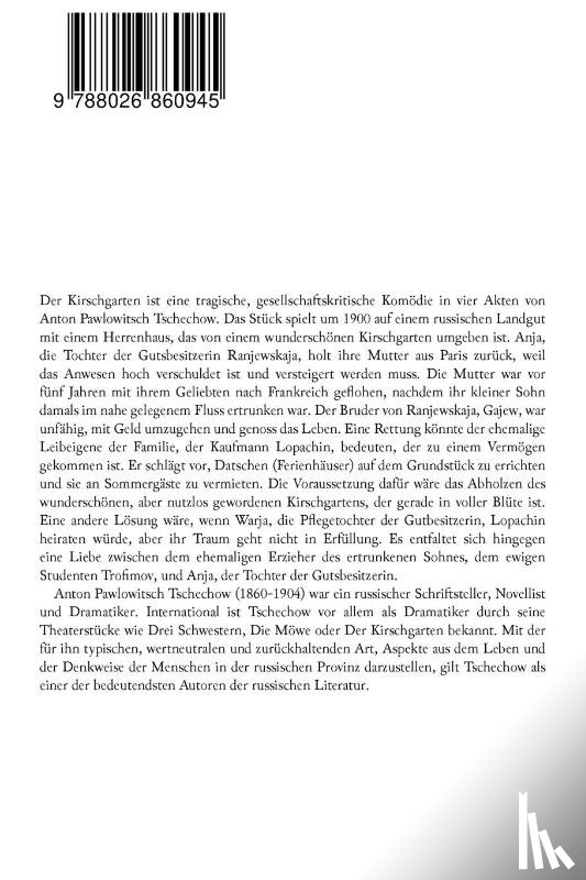 Tschechow, Anton, Scholz, August - Der Kirschgarten (Eine Tragikom die)