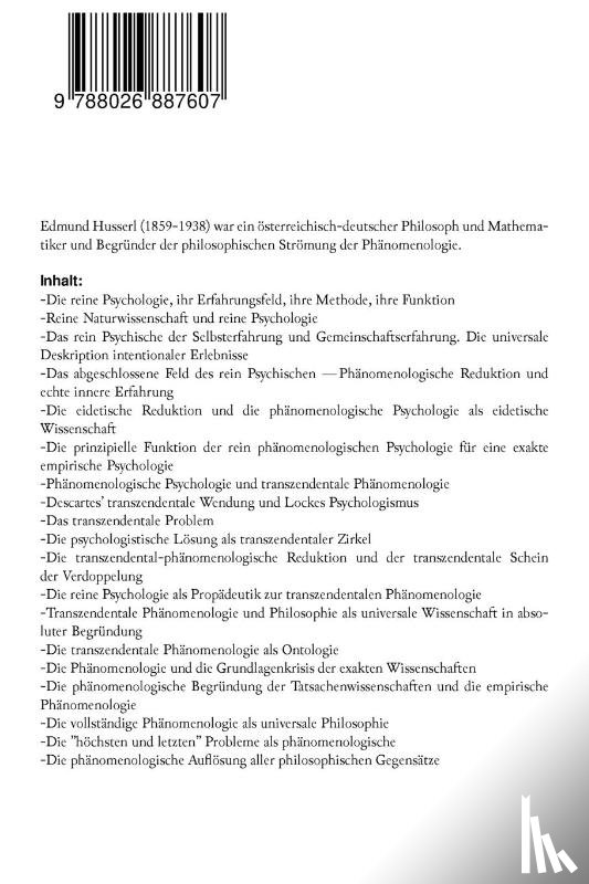 Husserl, Edmund - Phanomenologische Psychologie