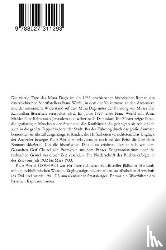 Werfel, Franz - Die vierzig Tage des Musa Dagh (Historischer Roman)