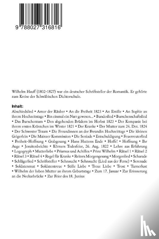 Hauff, Wilhelm - Hauffs schonste Gedichte