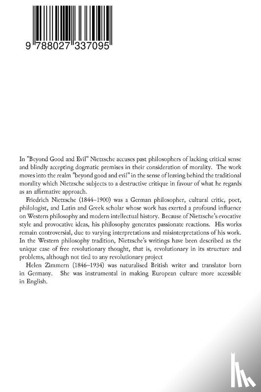 Nietzsche, Friedrich Wilhelm, Zimmern, Helen - Beyond Good and Evil