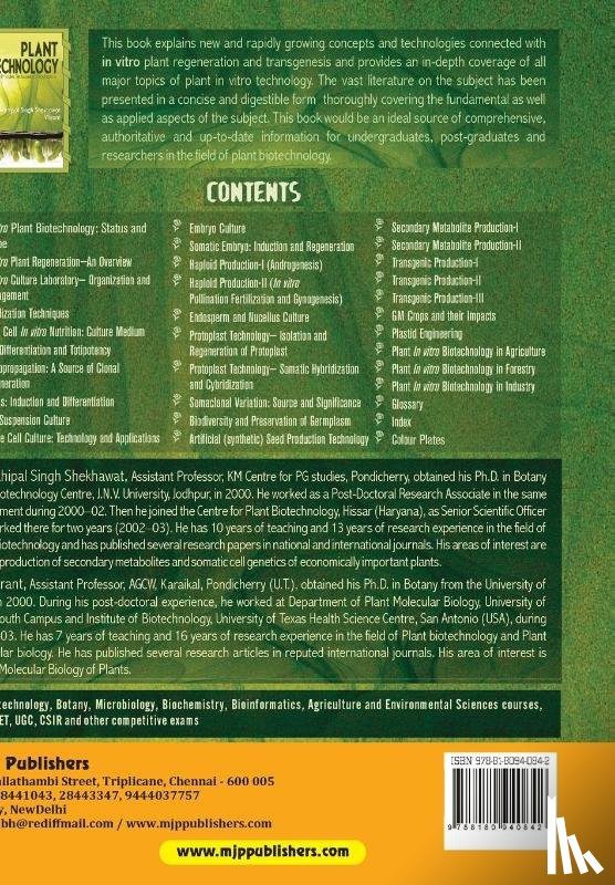 Shakhawat, Mahipal Singh, Vikrant, S. - Plant Biotechnology in Vitro Principles, Techniques and Applications