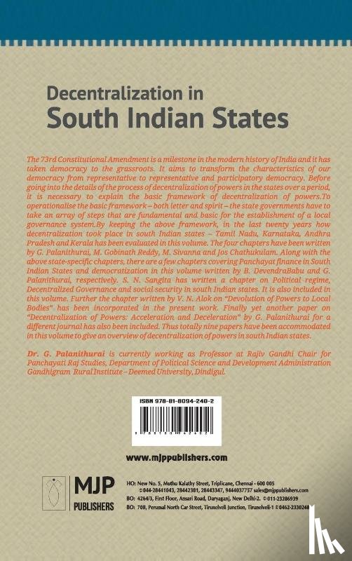 Palanithurai, G. - Decentralization in South Indian States