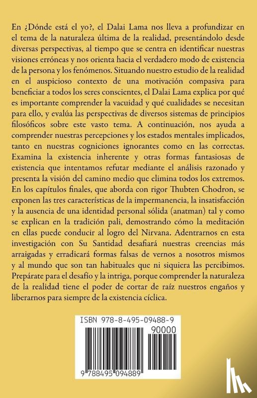 Lama, Su Santidad El Dalai, Chodron, Thubten - ¿Dónde está el yo?