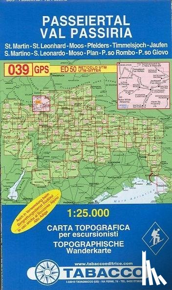  - Tabacco Wandern 1 : 25 000 Passeiertal / Val Passiria