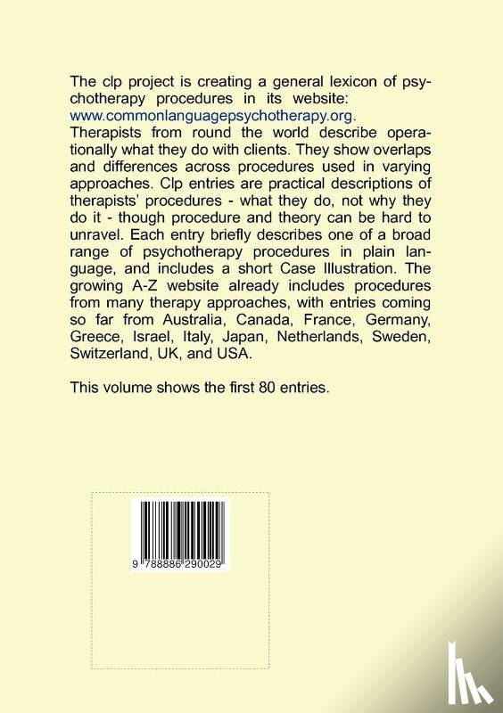  - Common Language for Psychotherapy Procedures