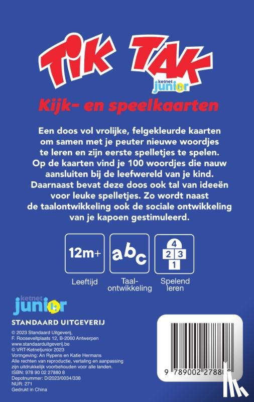  - Tik Tak Kijk- en speelkaarten