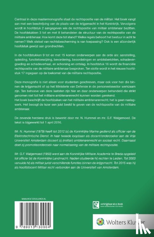  - Hoofdzaken van het militaire ambtenarenrecht