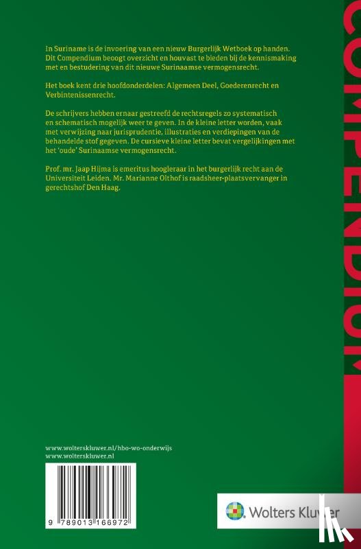 Hijma, Jac, Olthof, M.M. - Compendium van het Surinaams vermogensrecht