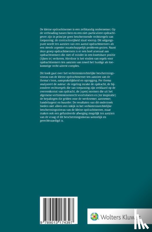  - De verbintenisrechtelijke bescherming van de kleine opdrachtnemer
