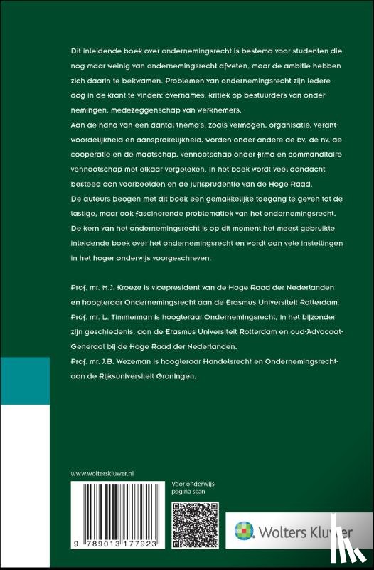 Kroeze, M.J., Timmerman, L., Wezeman, J.B. - De kern van het ondernemingsrecht