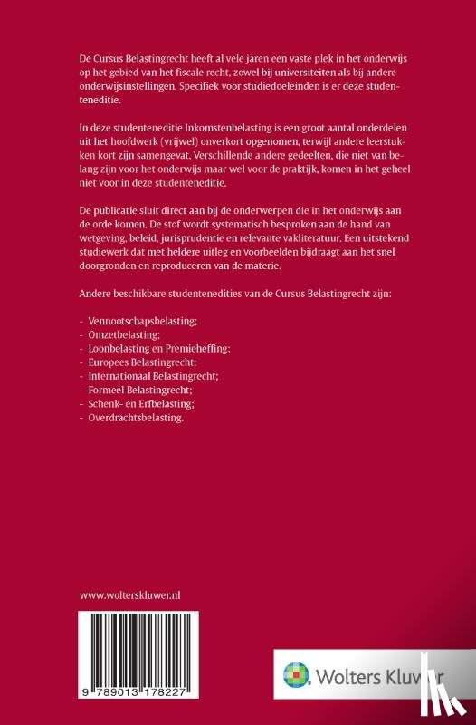  - Studenteneditie Cursus Belastingrecht Inkomstenbelasting 2025-2026