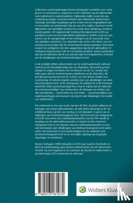 Verhagen, M. - De vakbond en onderhandelingen over driekwartdwingend recht in cao's