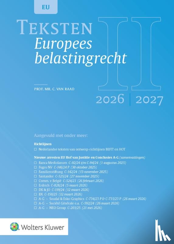  - Teksten Europees belastingrecht 2026/2027