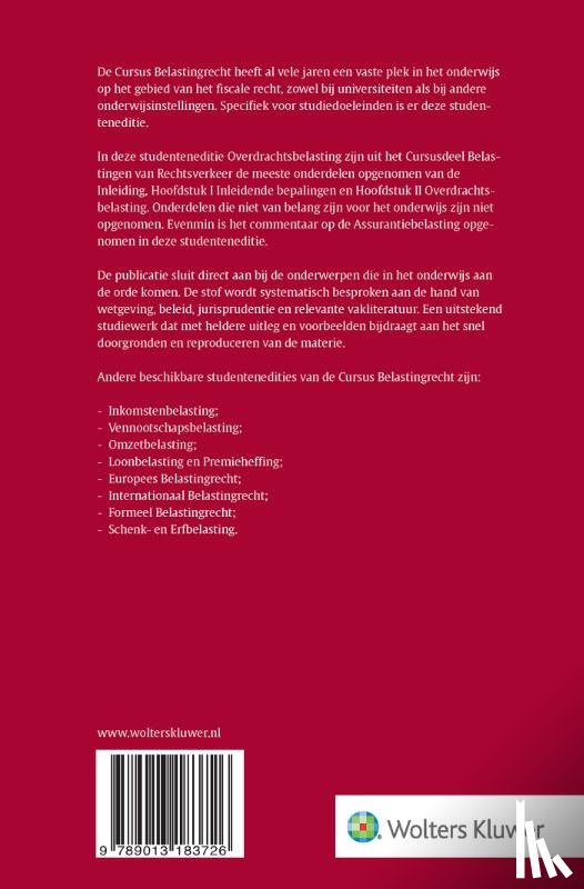 - Studenteneditie Cursus Belastingrecht Overdrachtsbelasting 2026-2027