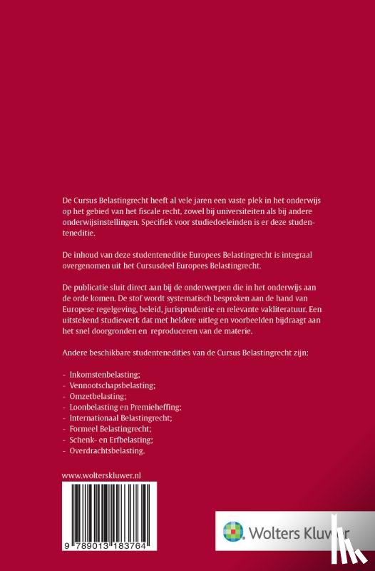  - Studenteneditie Cursus Belastingrecht Europees belastingrecht 2026-2027