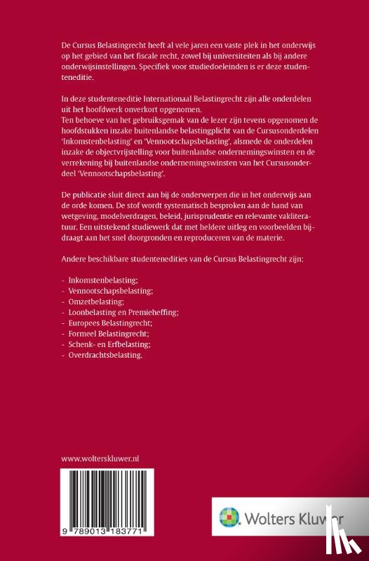  - Studenteneditie Cursus Belastingrecht Internationaal Belastingrecht 2026-2027