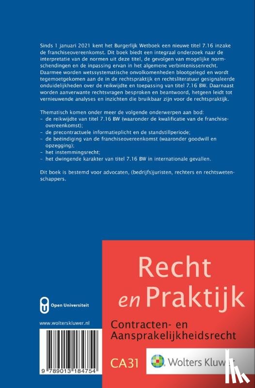  - De juridische werking van de Wet franchise