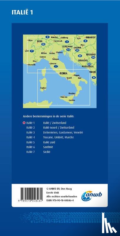  - ANWB*Wegenkaart Italië 1. Italië/Zwitserland