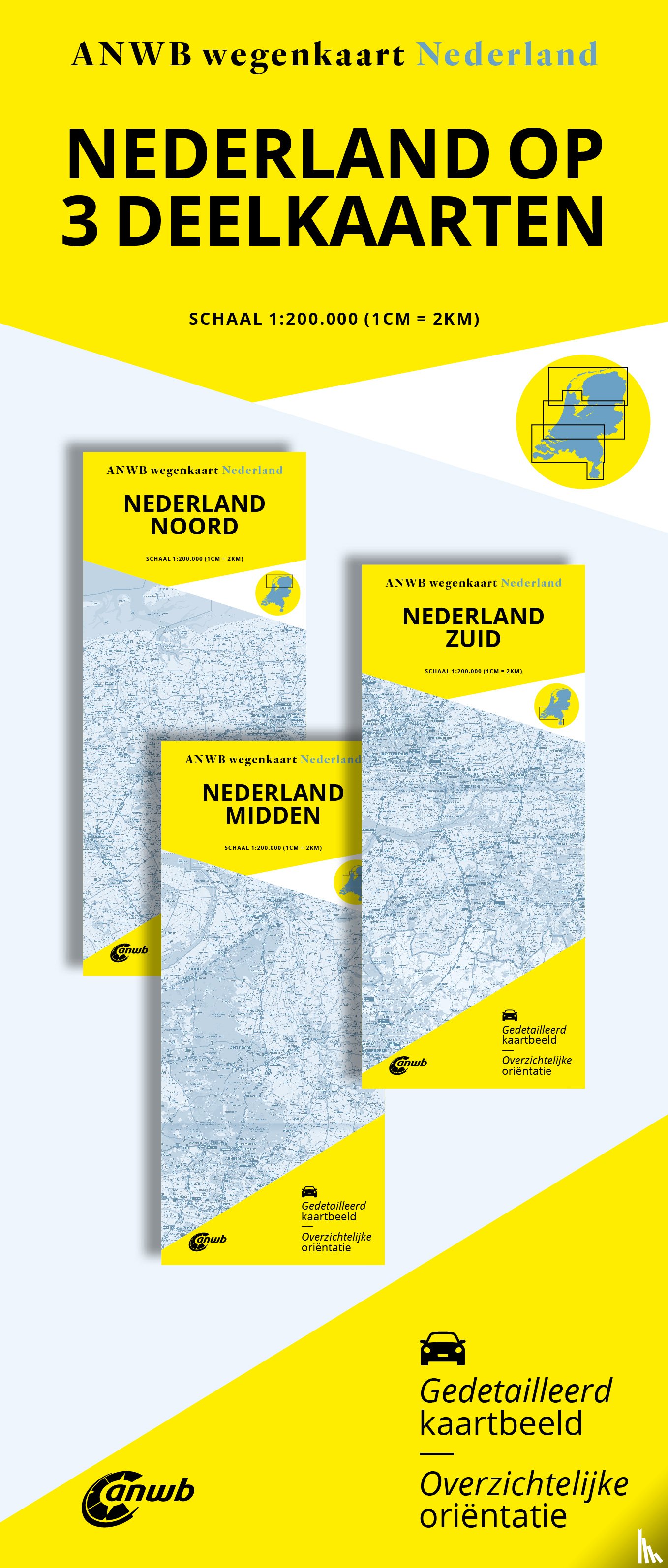 ANWB - Wegenkaart Nederland Set Noord-Midden-Zuid