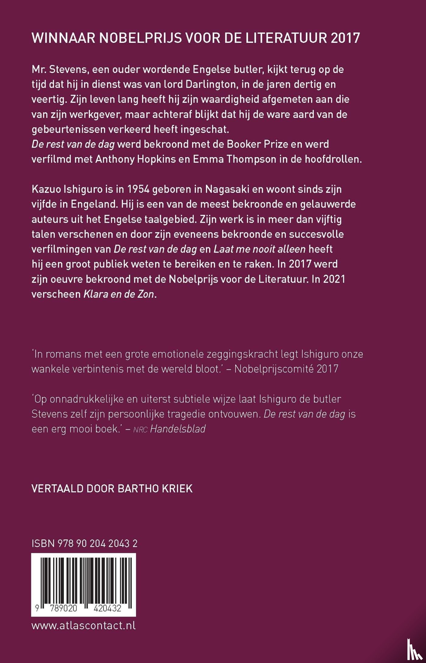 Ishiguro, Kazuo - De rest van de dag